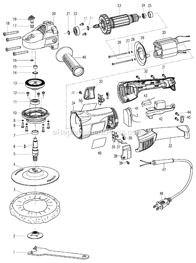 Black and Decker WP1500K-B2C (Type 1) 7 Inch Polisher Power Tool Page A Diagram